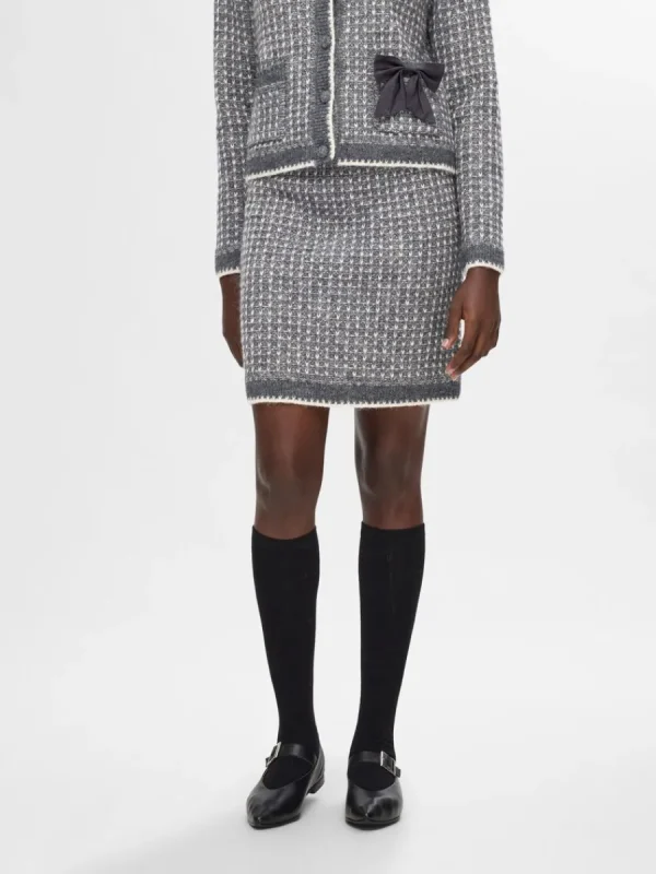 SELECTED STICKAD MINIKJOL Grey Online