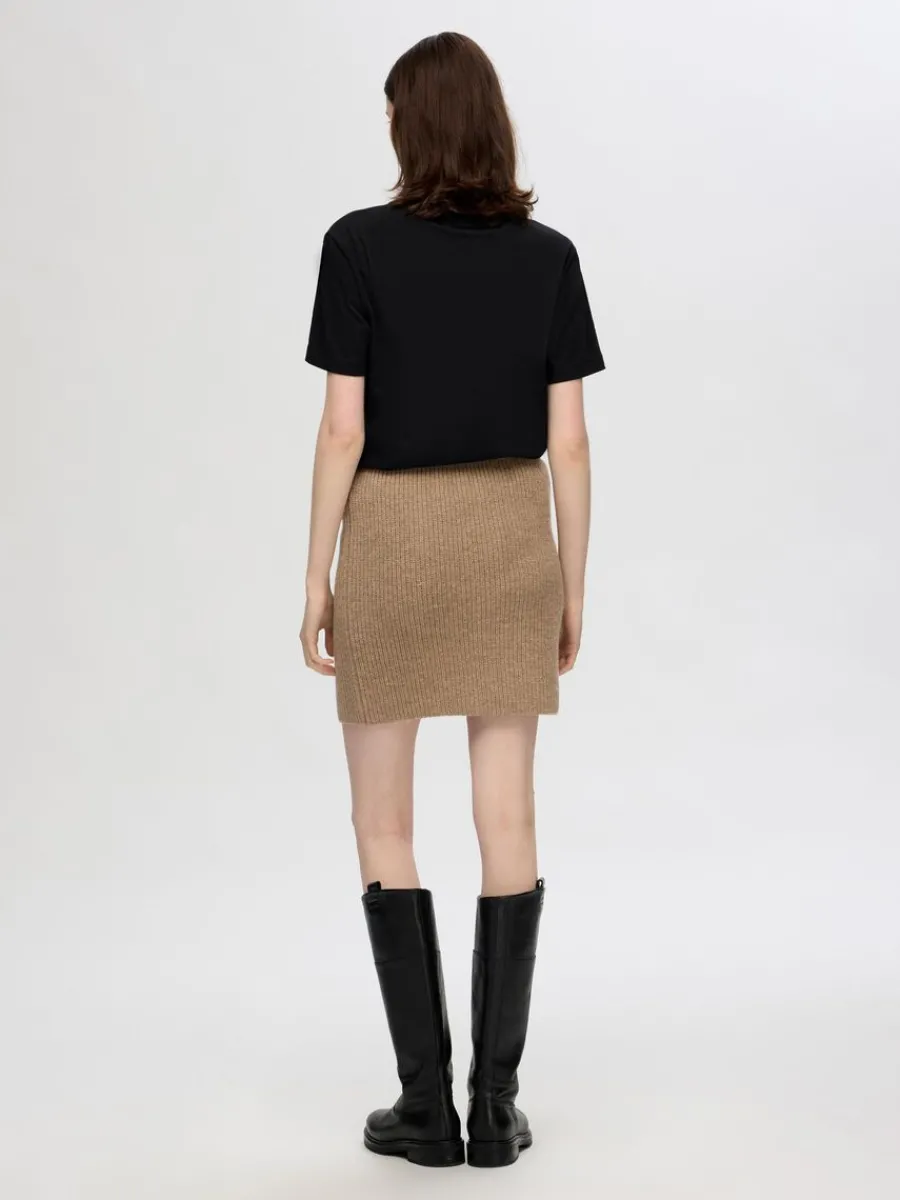 stickad_minikjol_5-1.webp SELECTED STICKAD MINIKJOL Brown Discount