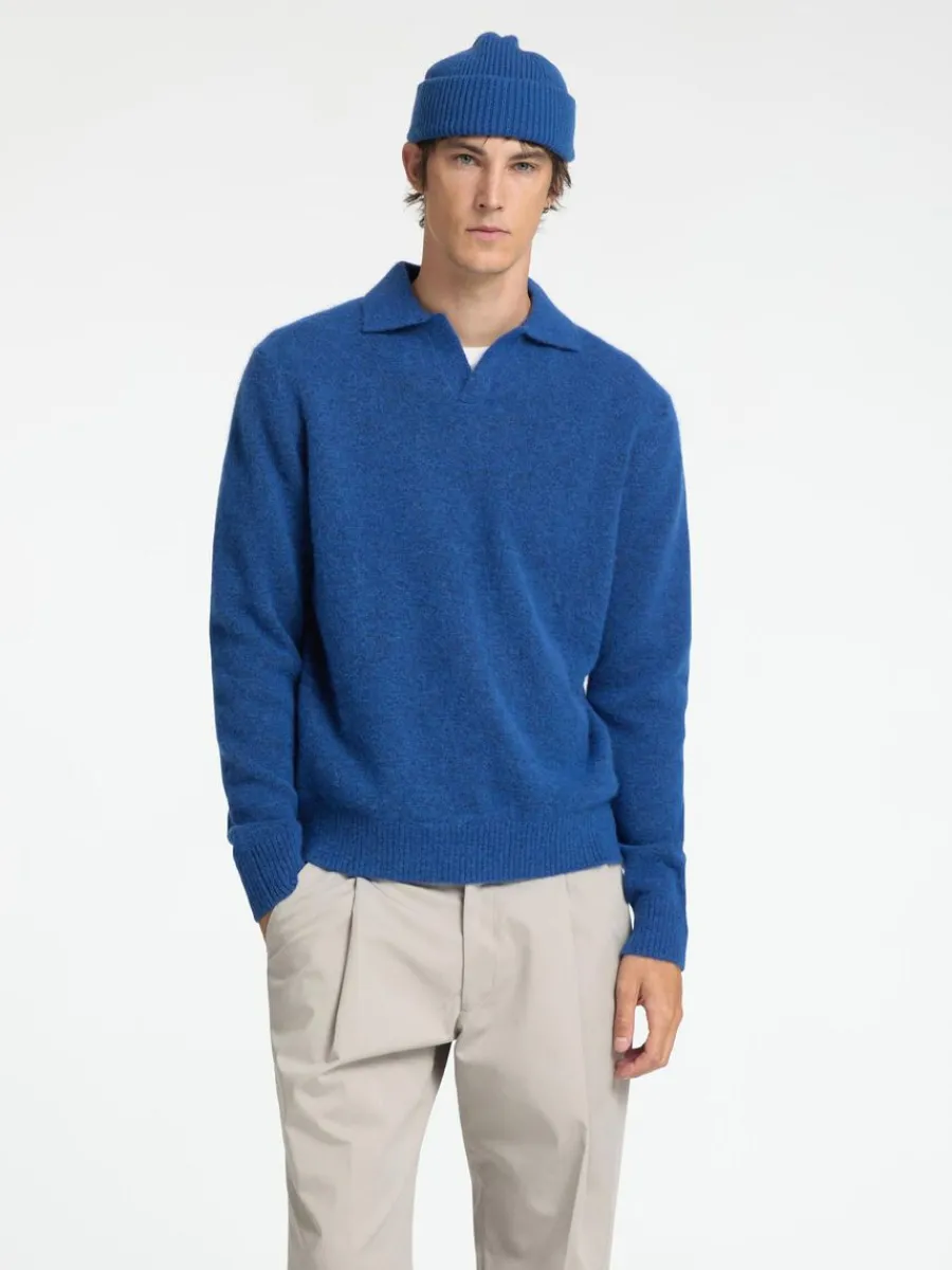 stickad_piktrja_0-3.webp SELECTED STICKAD PIKÉTRÖJA Blue Fashion