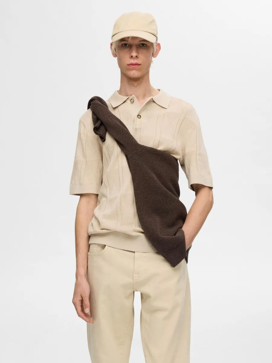 stickad_piktrja_0-4.webp SELECTED STICKAD PIKÉTRÖJA Beige Flash Sale