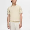 SELECTED STICKAD PIKÉTRÖJA Beige Online
