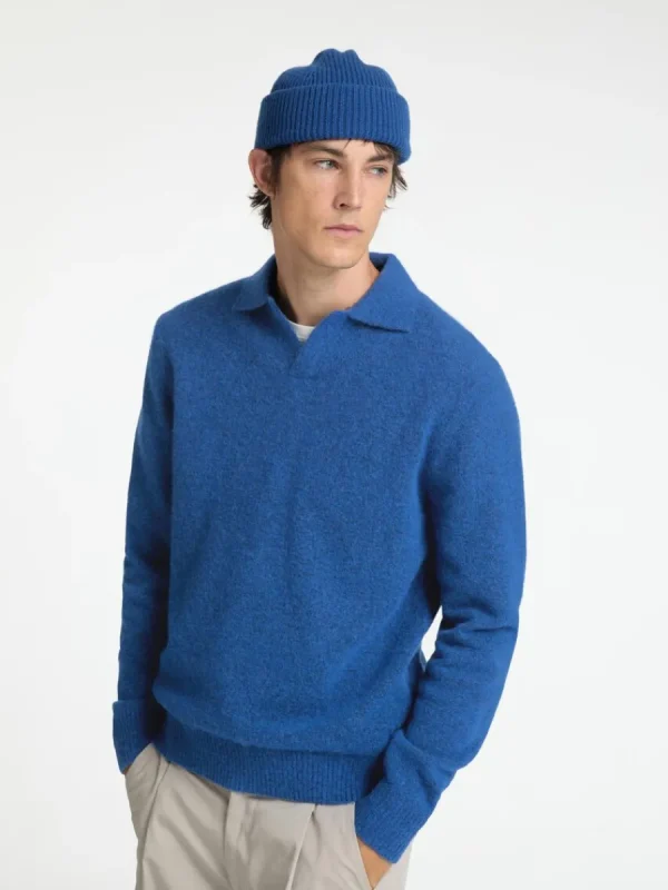SELECTED STICKAD PIKÉTRÖJA Blue Fashion