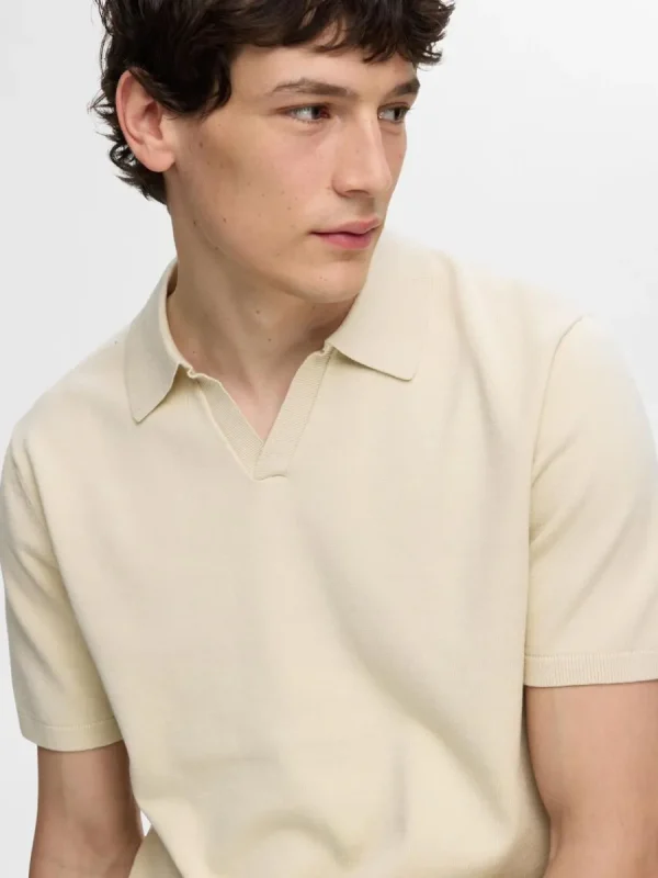 SELECTED STICKAD PIKÉTRÖJA Beige Online