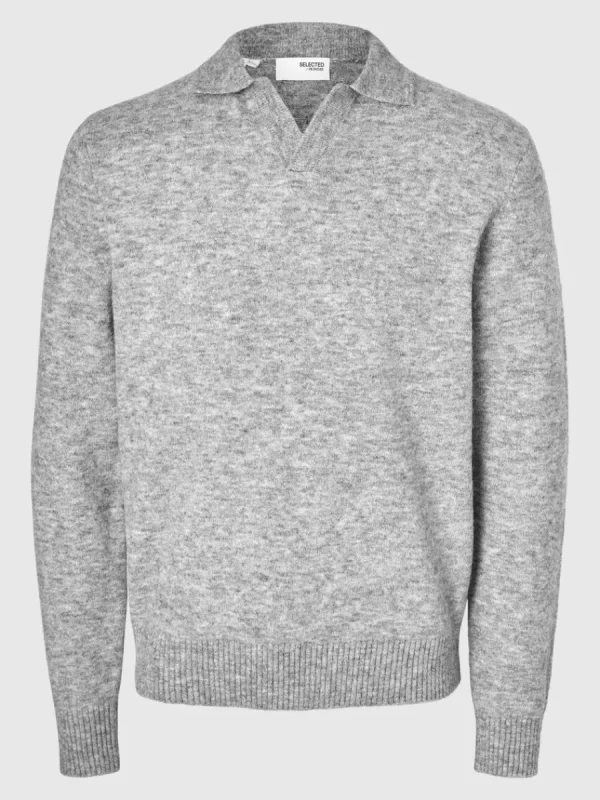 SELECTED STICKAD PIKÉTRÖJA Grey Clearance