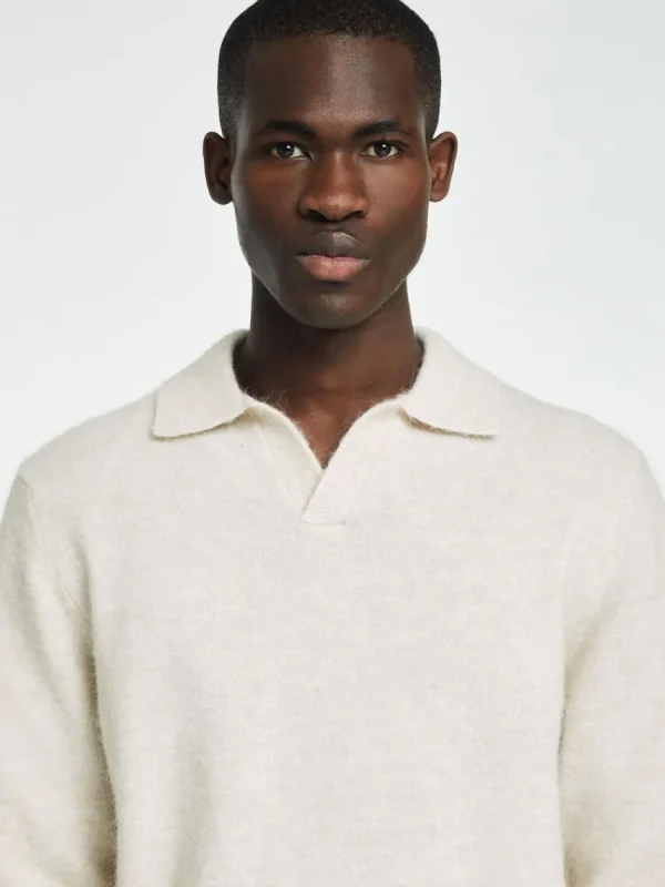 SELECTED STICKAD PIKÉTRÖJA Beige New
