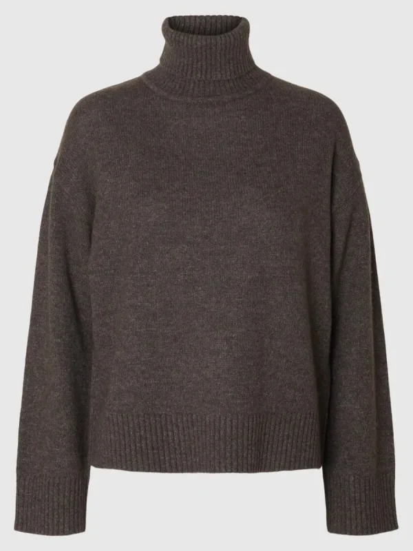 SELECTED STICKAD POLOTRÖJA Brown Shop