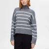 SELECTED STICKAD POLOTRÖJA Grey Sale