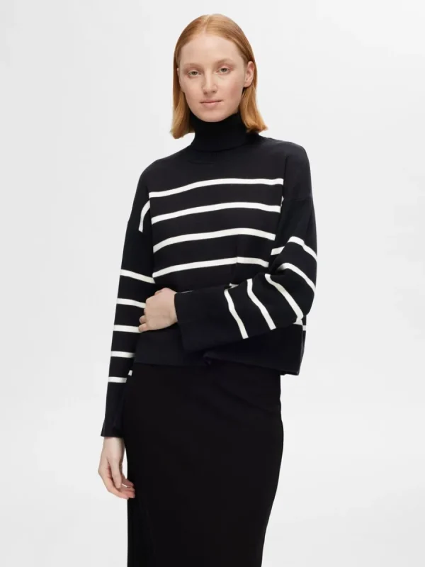 SELECTED STICKAD POLOTRÖJA Black Outlet