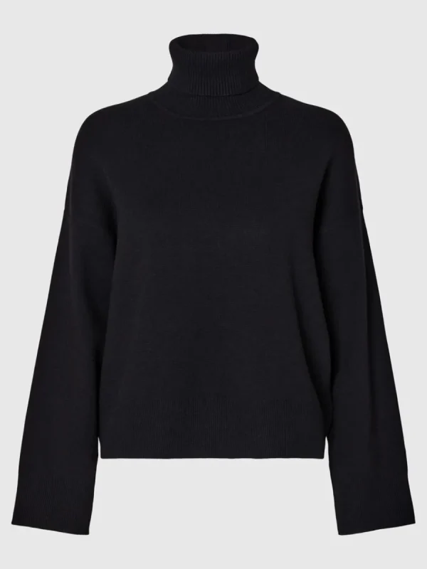 SELECTED STICKAD POLOTRÖJA Black Hot