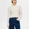SELECTED STICKAD RUNDRINGAD TRÖJA Beige Shop