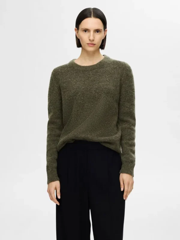 SELECTED STICKAD RUNDRINGAD TRÖJA Green Online