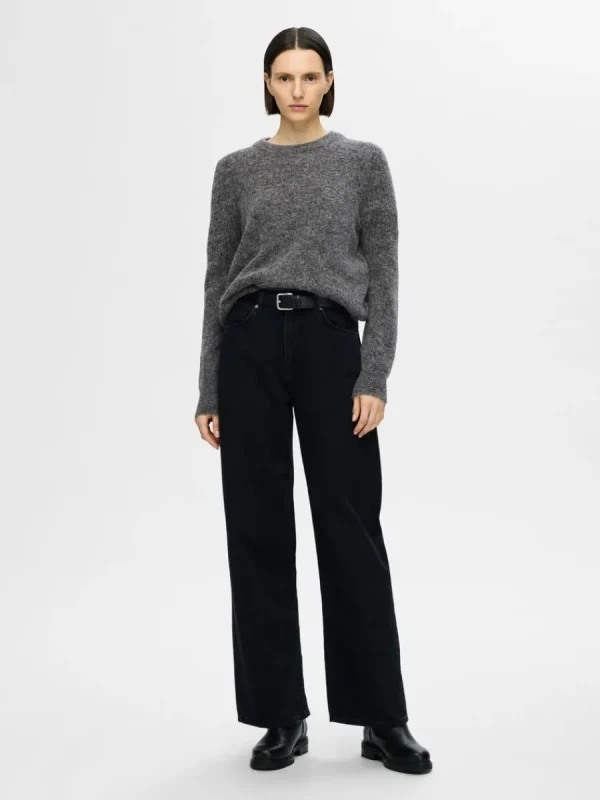 SELECTED STICKAD RUNDRINGAD TRÖJA Grey Online