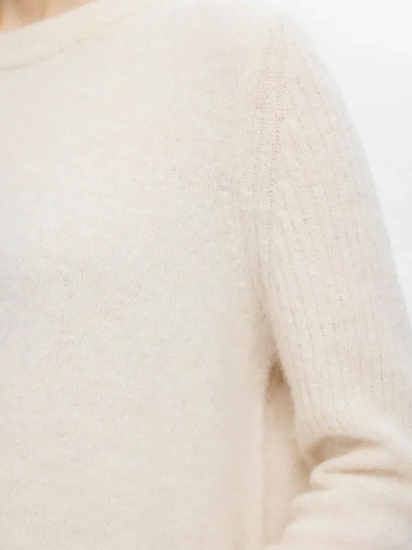 SELECTED STICKAD RUNDRINGAD TRÖJA Beige Shop