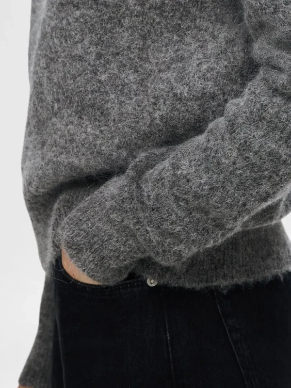 SELECTED STICKAD RUNDRINGAD TRÖJA Grey Online