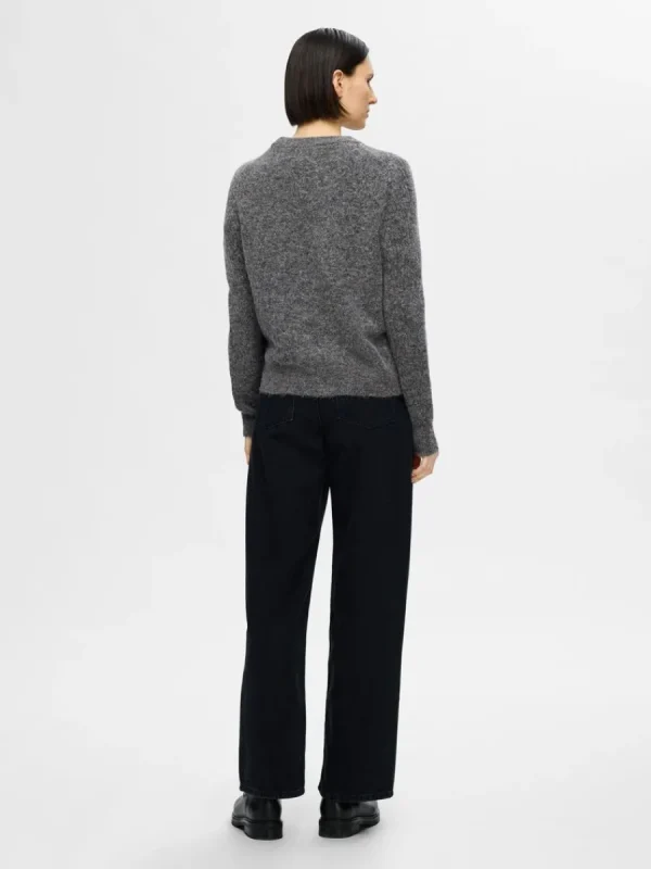 SELECTED STICKAD RUNDRINGAD TRÖJA Grey Online