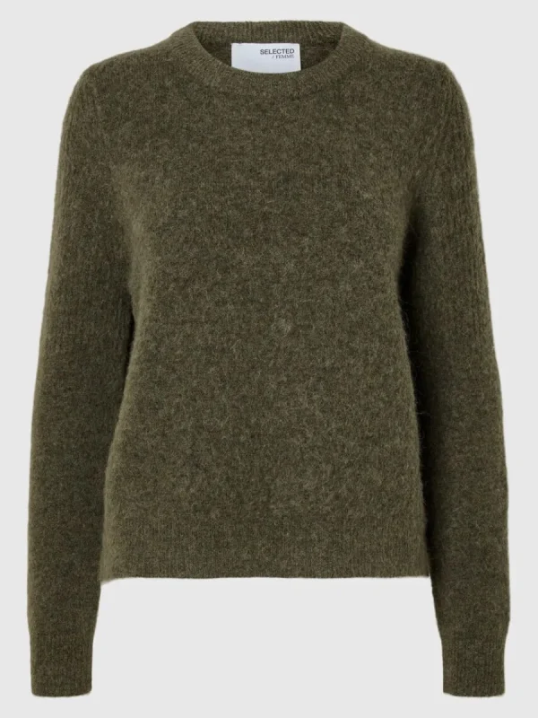 SELECTED STICKAD RUNDRINGAD TRÖJA Green Online
