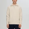 SELECTED STICKAD TRÖJA MED HALVLÅNGT BLIXTLÅS Beige Cheap