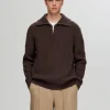 SELECTED STICKAD TRÖJA MED HALVLÅNGT BLIXTLÅS Brown Fashion