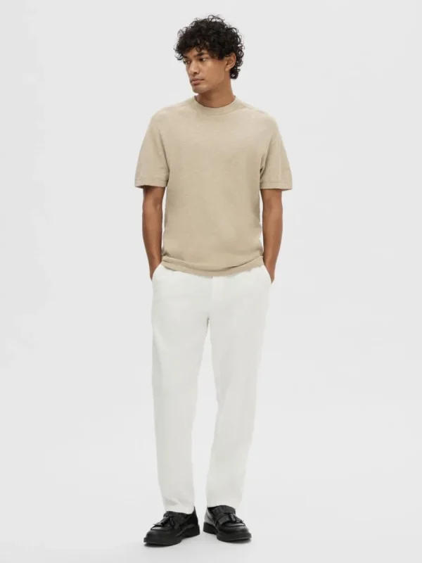 SELECTED STICKAD T-SHIRT Beige Hot