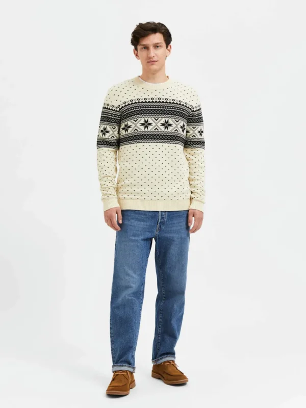 SELECTED STICKAD VINTER TRÖJA Beige Fashion