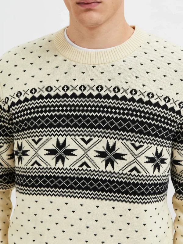 SELECTED STICKAD VINTER TRÖJA Beige Fashion