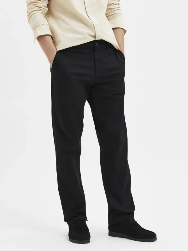 SELECTED 196 STRAIGHT FIT CHINOS Black Flash Sale