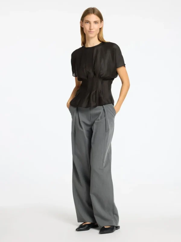 SELECTED STRUKTURERAD KORTÄRMAD TOPP Black Outlet
