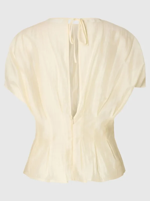 SELECTED STRUKTURERAD KORTÄRMAD TOPP Beige Clearance