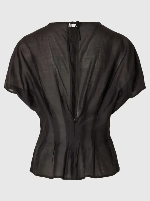 SELECTED STRUKTURERAD KORTÄRMAD TOPP Black Outlet