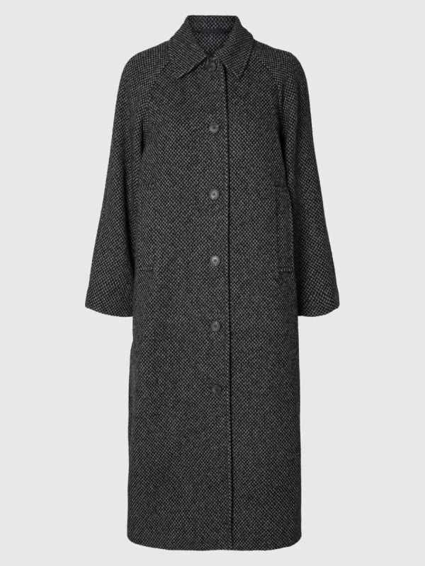 SELECTED STRUKTURERAD LÅNG KAPPA Grey Discount