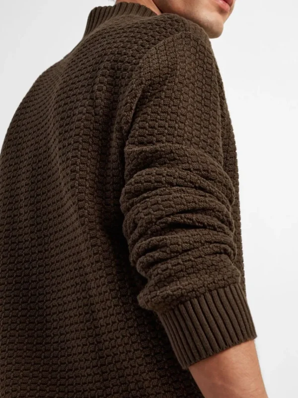 SELECTED STRUKTURERAD MED HALVLÅNGT BLIXTLÅS TRÖJA Brown Store
