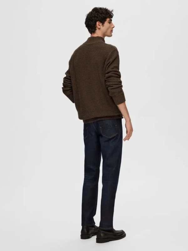 SELECTED STRUKTURERAD MED HALVLÅNGT BLIXTLÅS TRÖJA Brown Store