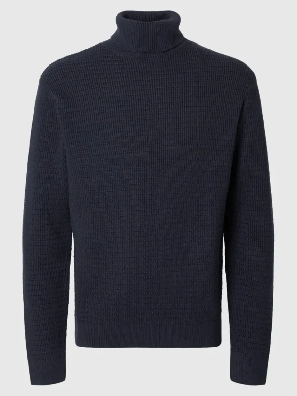 SELECTED STRUKTURERAD POLOTRÖJA Blue Best