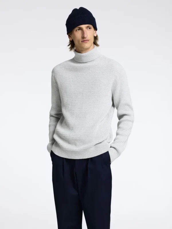 SELECTED STRUKTURERAD POLOTRÖJA Grey Flash Sale