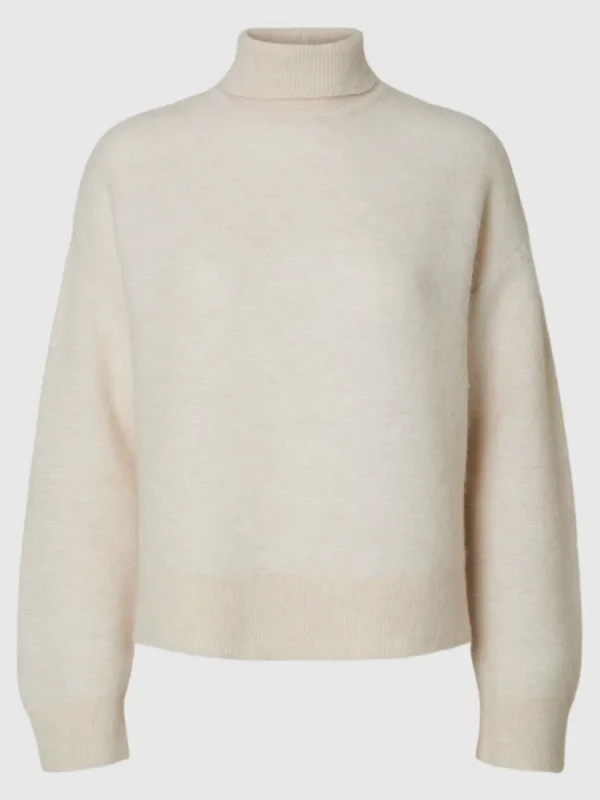 SELECTED STRUKTURERAD POLOTRÖJA Beige Store