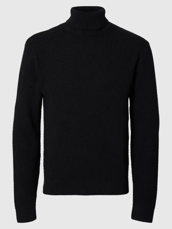 SELECTED STRUKTURERAD POLOTRÖJA Black Best Sale