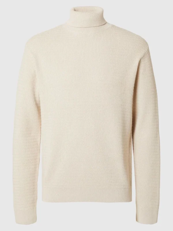SELECTED STRUKTURERAD POLOTRÖJA Beige Clearance