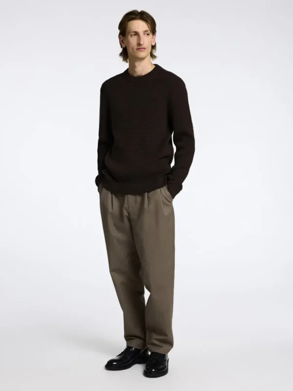 SELECTED STRUKTURERAD RUNDRINGAD TRÖJA Brown Discount
