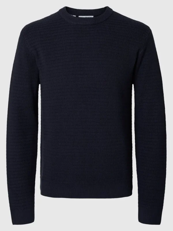 SELECTED STRUKTURERAD RUNDRINGAD TRÖJA Blue Store