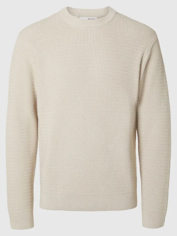 SELECTED STRUKTURERAD RUNDRINGAD TRÖJA Beige Clearance