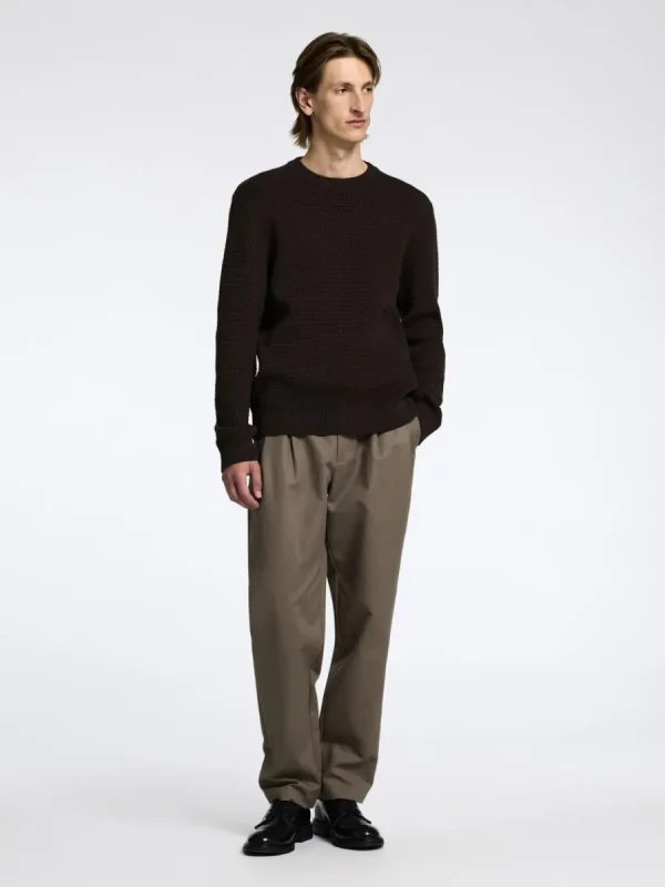 SELECTED STRUKTURERAD RUNDRINGAD TRÖJA Brown Discount