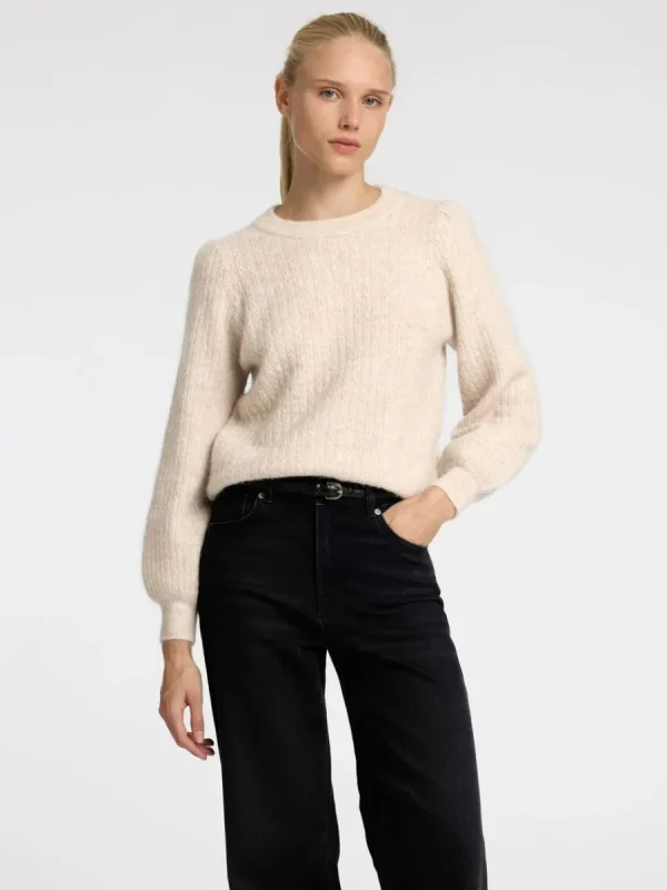 SELECTED STRUKTURERAD STICKAD TRÖJA Beige Fashion