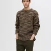 SELECTED STRUKTURERAD STICKAD TRÖJA Brown Shop