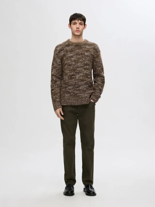 SELECTED STRUKTURERAD STICKAD TRÖJA Brown Shop
