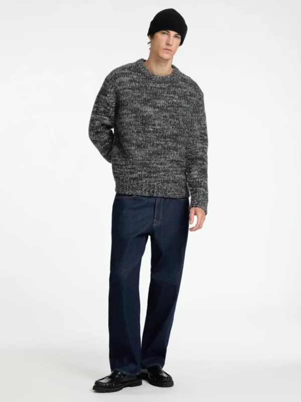 SELECTED STRUKTURERAD STICKAD TRÖJA Grey Sale