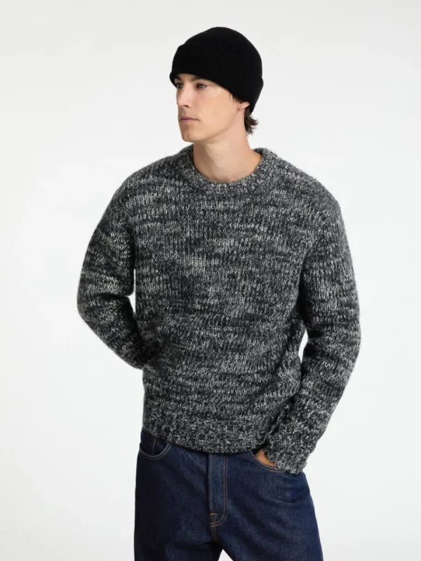 SELECTED STRUKTURERAD STICKAD TRÖJA Grey Sale