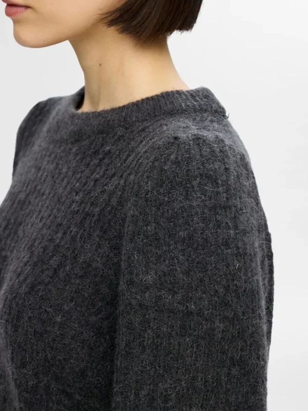 SELECTED STRUKTURERAD STICKAD TRÖJA Grey Best