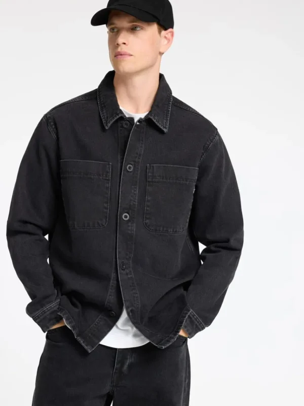SELECTED SVART DENIM ÖVERSKJORTA Black Discount