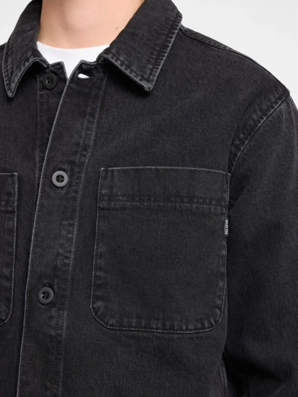 SELECTED SVART DENIM ÖVERSKJORTA Black Discount