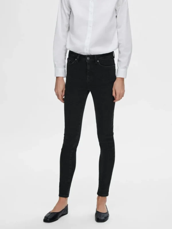 SELECTED SVARTA SKINNY FIT-JEANS Black Shop